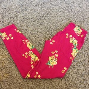 Pink & Yellow Floral Leggings